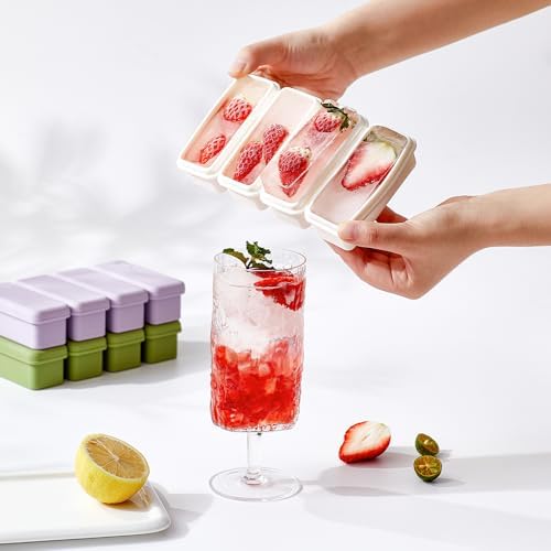 Bolycen Silicone Ice Cube Tray with Lid 2 Packs, Ice Cube Mold for Whiskey, Silicone Molds for Food (Green), Small, BICT02