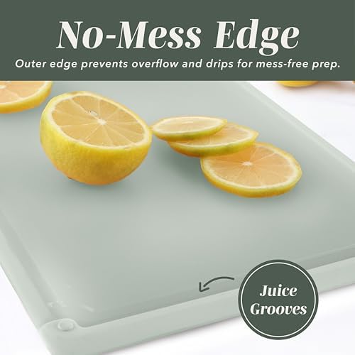 COOK WITH COLOR Extra Large Cutting Board Set, Jumbo-Sized Boards with Rubber Border for Enhanced Cooking Experience, 3-Piece, Dark Sage