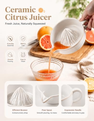 Ceramic Lemon Squeezer Citrus Juicer Reamer, Manual Juicer Lime Squeezer