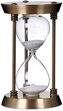 30 Minute Metal Hourglass Decorative White Sand Timer, Bronze