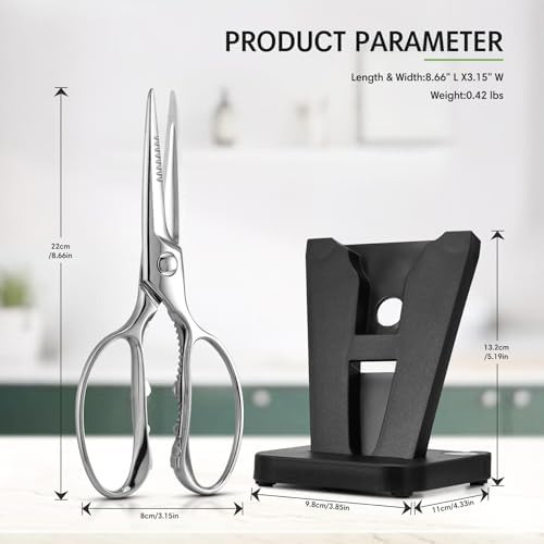 BALUCA Heavy Duty Kitchen Scissors, Kitchen Shears for Meat, Chicken, Fish, Poultry, Herb and Bread - Stainless Steel Detachable All Purpose Cooking Shears, Dishwasher Safe