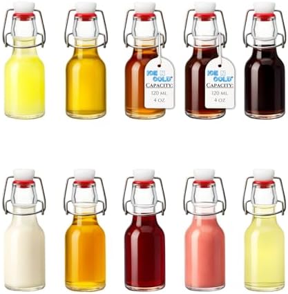 ICE N COLD Glass Swing Top Bottles | Flip Top Glass Bottles for Limoncello, Syrups, Oils, Vinegar, Extracts & Beverages | Airtight Reusable Glass Bottles (12-Pack, SMALL (110ml | 4oz))