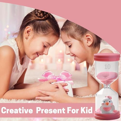 10 Minute Sand Timer,Hourglass Timer in Macaron Pink with Duck Pattern