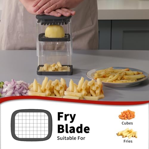French Fry Cutter, Solucky Potato Onion Cutter, Professional Homestyle Vegetable Chopper Dicer, Great for Potatoes Carrots Cucumbers Zucchini Peppers 3/8 inch Blade(Only 1 Blade)