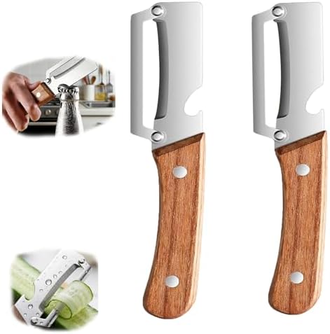 2-in-1 Vegetable Peeler & Julienne Shredder, Stainless Steel Wooden Handle