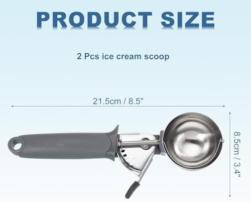 uxcell 2pcs Cookie Scoops, Ice Cream Scoop with Trigger for Baking Cookie Dough Rice Pudding Kitchen Gadget, Grey