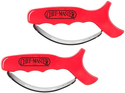 Hand-Held Kitchen Knife Sharpener for Chef Knives (2 Pack) – Professional Grade Tool with Reversible Carbide Blades, Stainless Steel & Safety Finger Guard - Knife Sharpening Use by Chef Master 90015