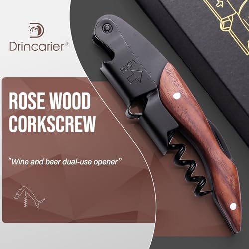 wine opener Professional Corkscrews for Wine Bottles w/Foil Cutter and Cap Remover -Wine Key for Servers, Waiters, Bartenders (Black+Magnetic Giftbox)