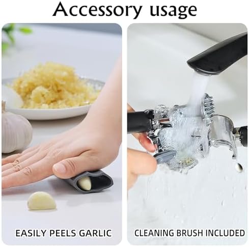 Garlic Press Mincer, Crusher Set with Removable Chamber - Ergonomic Handle, Dishwasher Safe, Easy to Clean for Kitchen, Cooking, Restaurants
