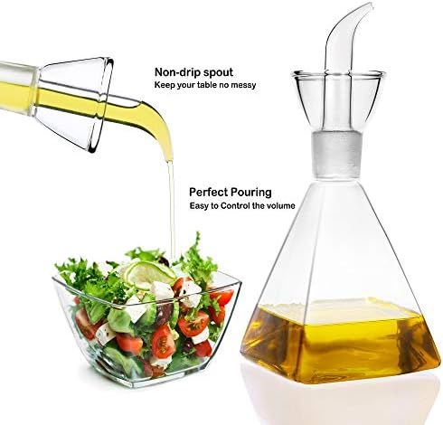 17oz Glass All-Purpose Cruet, Glass Oil Decanter and Cruet (Pyramidal-17 oz) (Pack of 2)