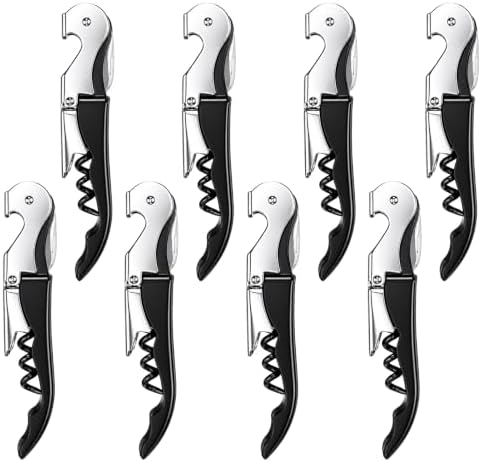 8 Pack Black Wine Key Corkscrew, Stainless Steel Waiter's Opener