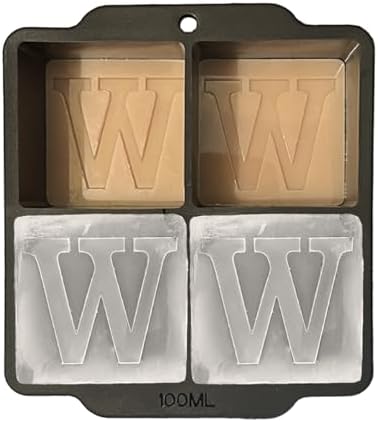 Monogrammed Ice Cubes Mold with Lid, 2 inch Whiskey Ice Cube Tray, Personalized Initials Silicone Cocktail Ice Cube Mold, Wedding Monogram, Thank You Gift, Gifts for Dad (Letter W)