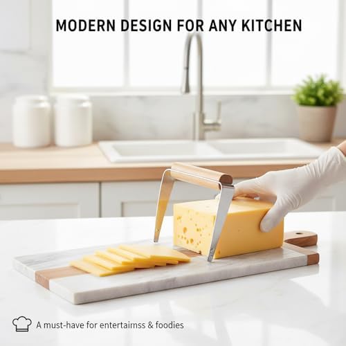 2 Pack Cheese Slicer - Stainless Steel Wire Cheese Slicer with Wooden Handle,Cheese Cutter Wire Board for Hard and Block Cheese,Manual Cheese Slicer,Cheese Cutting Board with Wire Cutter