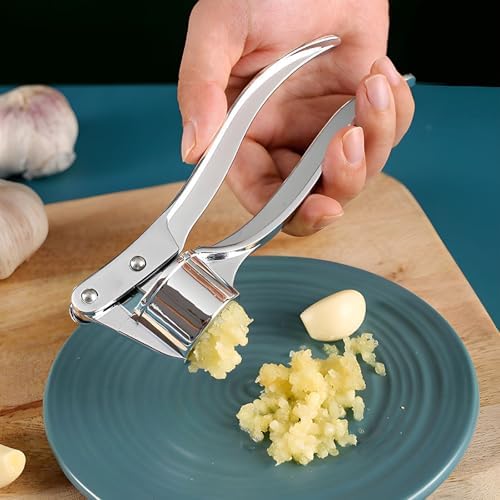 Manual Garlic Press Kitchen Large Garlic Peeler Garlic Muddler Household Garlic Pounder Garlic Press Garlic Peeler for Fine and Coarse Mince Garlic Press,Garlic Mincer, Garlic Crusher (B)