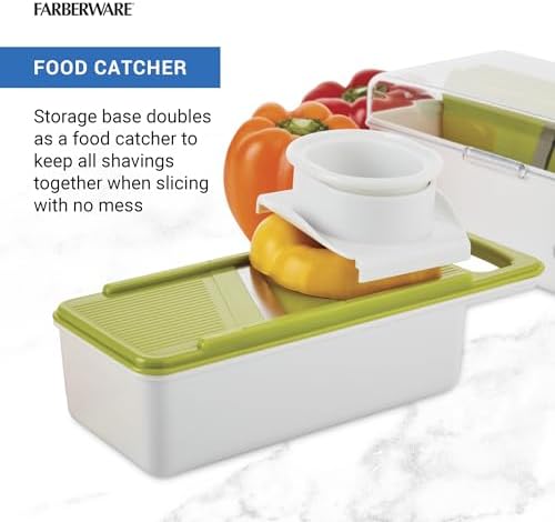Farberware Professional Mandoline Slicer with Storage Case, White and Green