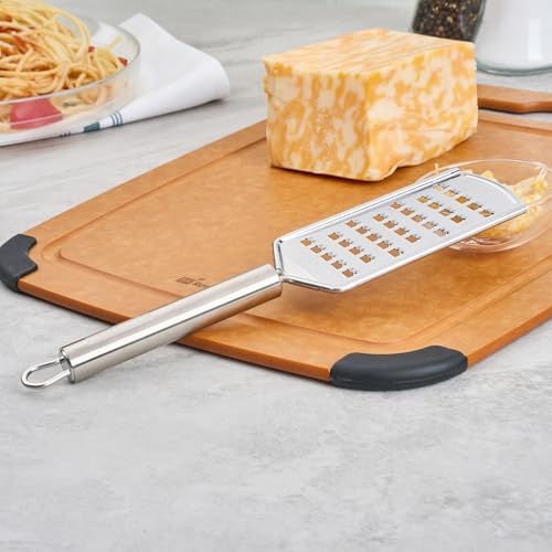 Restaurantware Stainless Steel Coarse Cheese Grater - German Standard Lemon Zester with Ergonomic Handle, Sharp Blades, Dishwasher Safe - Handheld Kitchen Grater for Parmesan, Garlic, Ginger