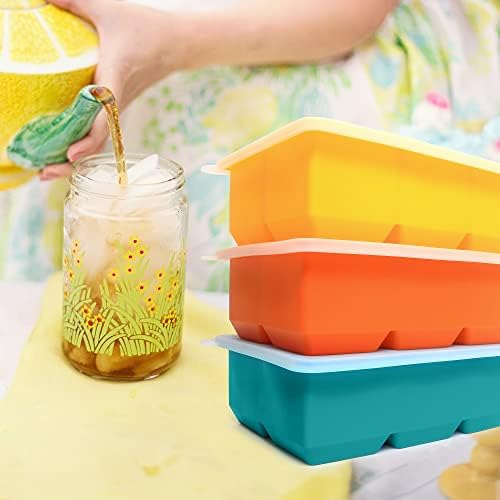 Excnorm Silicone Ice Cube Trays, 3‑Pack Large Square Molds with Lid