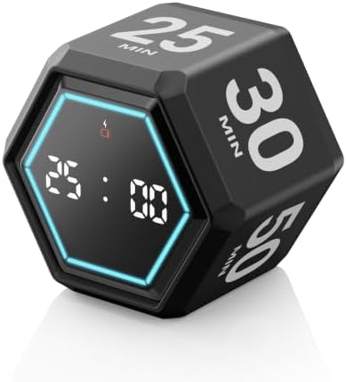 Cube Productivity Timer, 3/5/10/25/30/50 Minute Presets for ADHD