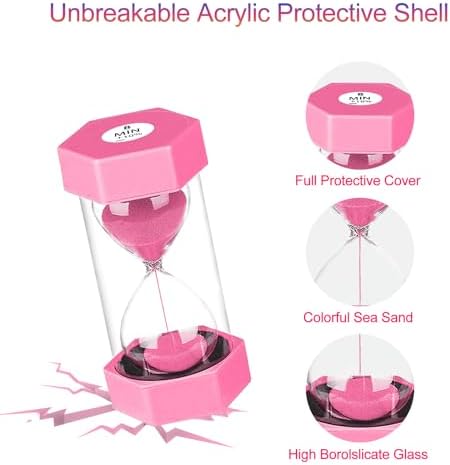 SuLiao Hourglass Sand Timer 3/5/8/10/15/20/25/30 Minutes, Large Acrylic Unbreakable Sand Clock for Kids, Plastic Sand Watch, Colorful Hour Glass Sandglass for Classroom Games Kitchen Decor (Pack of 8)