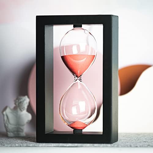 SAMLONG Hourglass 60 Minute Decorative Sand Timer, Wooden Red Sand Clock