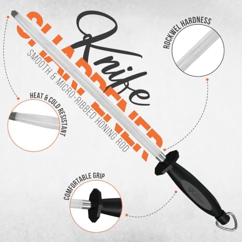 Utopia Kitchen Knife Sharpener Rod 10 Inch Honing Rod for Sharpening