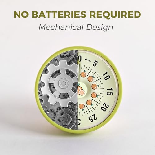 Kitchen Timer, Kitchen Countdown Cooking Reminder No Battery Required Magnetic Time Management Timer, Xmas Gift, Green
