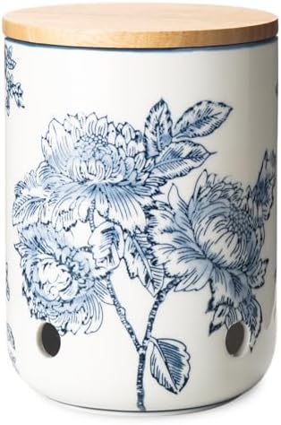 Ceramic Garlic Keeper, Garlic Holder, Garlic Storage Container, Blue