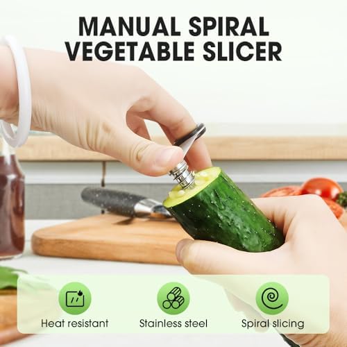 Piranha Spiral Cutting Machine, Stainless Steel Spiral Cutter for Veggies, Portable and Creativity Cucumber Potato Carrot Slicer Cutter Manual Kitchen (3pcs)