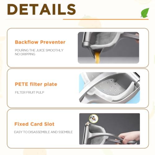 Fruit Juice Squeezer, Lemon Squeezer Manual, Non-Slip Ergonomic Grip, Easy to Use & Clean, 2026 New Upgraded Efficient Extraction of Citrus, and Other Fruits