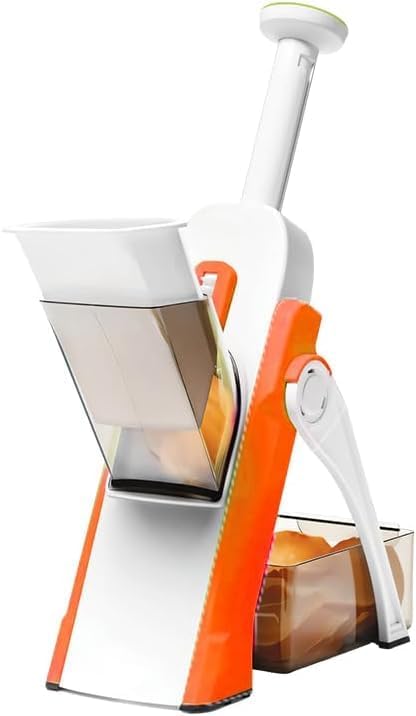 Saker Adjustable Safe Vegetable Slicer,Safe 5-in-1 Mandoline Slicer, Adjustable Vegetable Chopper & Fruit Slicer for Fast Meal Prep, 0.1-8mm Thickness (Orange)