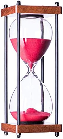 Large Hourglass Timer 60 Minute, Decorative Wooden Sandglass, Red