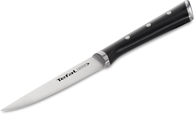 Tefal Ice Force 11cm Black Household Knife, Kitchen Knife, German Stainless Steel Blade, Durable Cutting and Sharp Performance, 10 Year Warranty K2320914