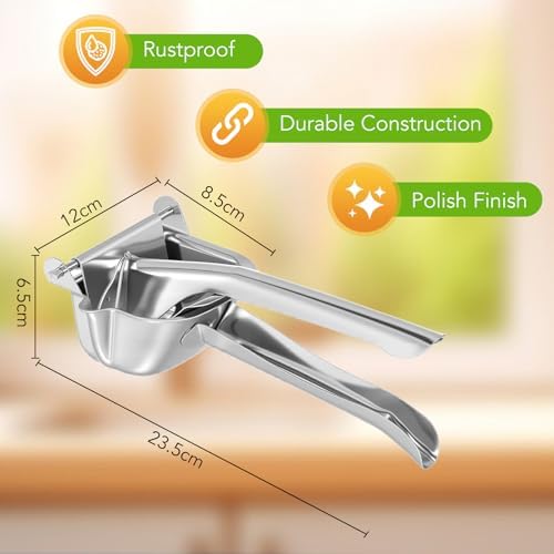 Hand Juicer Squeezer, 304 Stainless Steel Metal Handheld Manual Juicer, Handheld Press Squeezer with Filter, Manual Hand Press Juicer for Lemons, Tangerines, Citrus, Oranges, Grape