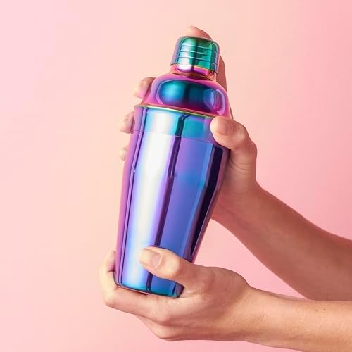 Blush Mirage Rainbow Iridescent Stainless Steel Cocktail Shaker, Colorful Drink Shaker for Aesthetic Home Bar Accessories, Bachelorette Party, Pool Party, Housewarming, Birthday Gifts for Women, 20 oz