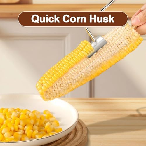 Corn Peeler For Corn On The Cob, Long Handle Stainless Steel Corn cob Stripping Tool, Corn Cutter, Corn Cob Stripper, Suitable For Home Kitchens, Restaurant Chefs, Outdoor Dining Enthusiasts