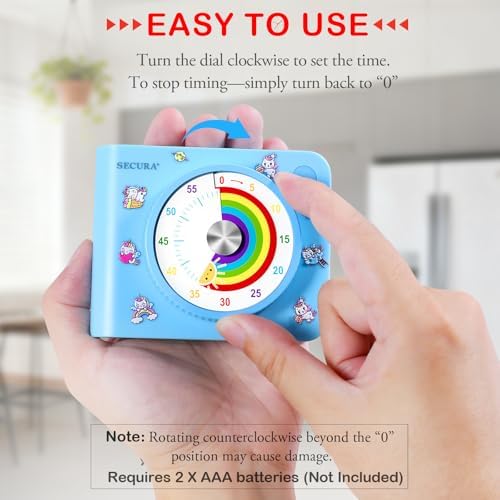 Secura 60 Minute Visual Timer for Kids, Countdown Timer for Time Management