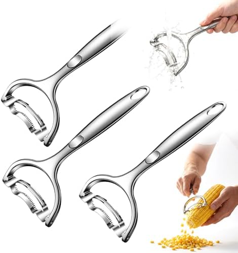 Corn Peeler off the Cob,Stainless Steel Corn on the Cob Stripper Tool,Corn Peeler for Corn on the Cob, Corn Kernel Remover for Sweet Corn Cutter, Corn Remover Kitchen Tools (3)