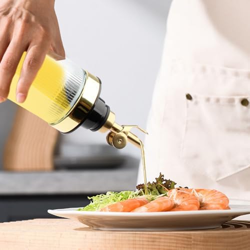 Glass Olive Oil Dispenser Bottle for Kitchen 22OZ/650ML Oil and Vinegar Dispenser with Stainless Steel Pour Spout and Labels