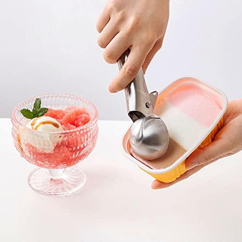 Ice Cream Scooper Stainless Steel, Cookie Scoopwith Trigger Heavy Duty Metal Icecream Scoop,Cookie Scoop Large Size Perfect For Frozen Yogurt, Gelatos, Sundaes (B-Silver 2Pack)