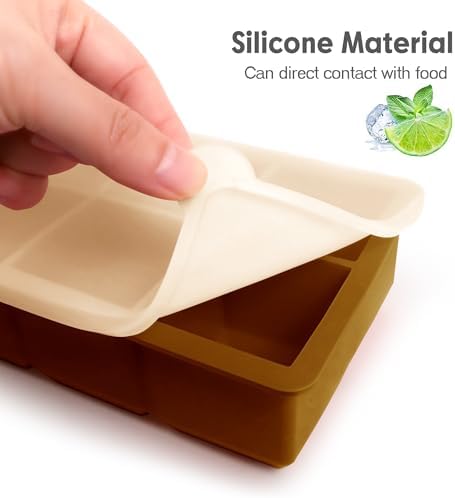 Excnorm Silicone Ice Cube Trays, 2‑Pack Large Square Molds with Lid