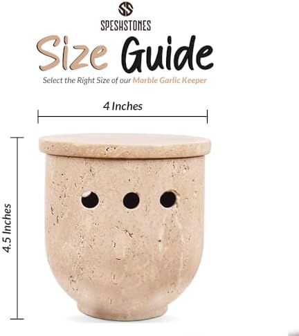 Travertine Garlic Keeper With Lid for Kitchen Counter Decor
