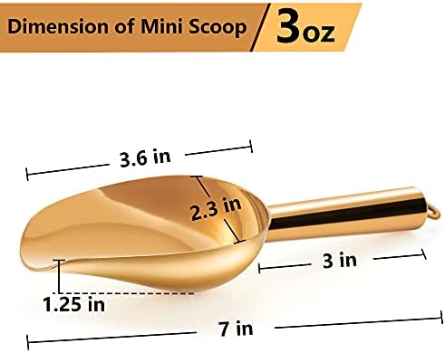 TeamFar Mini Scoop Set of 6, 3 Oz Small Ice Canister Candy Scoops - Gold