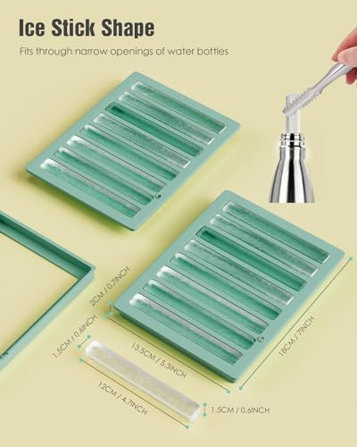 Water Bottle Ice Cube Trays for Freezer - Silicone Ice Stick Mold with Support Fame, Long Ice Cube Maker for Chilling Whiskey, Cocktails, Coffee - Reusable Easy-Release Narrow Ice Tray (Pack of 2)
