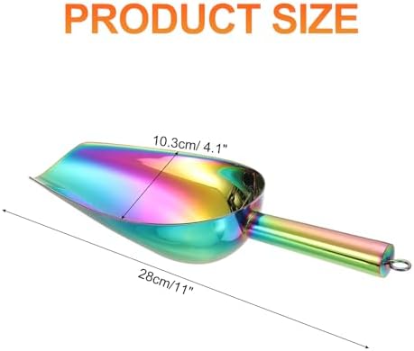 uxcell Metal Ice Scoop, 11" x 4.1"Stainless Steel Ice Scooper for Kitchen Party Bar Wedding Use, Rainbow