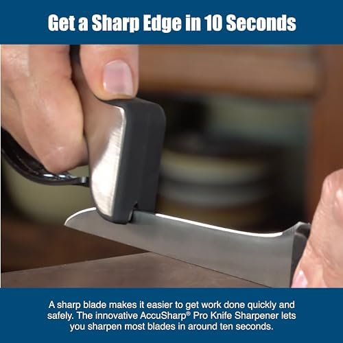 AccuSharp Knife Sharpener, Ergonomic Comfortable Handle, Compact & Easy to Use, Restore and Hone Straight & Serrated Knives, Brushed Aluminum