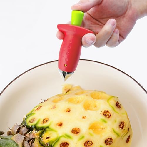 2pcs Strawberry Huller, Strawberry Stem and Leaf Remover Multi Function Fruit Corers Tool for Tomato Pineapple, Baking and Jam Making, Red