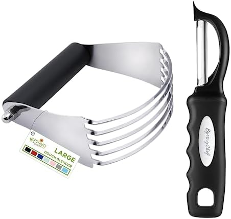Spring Chef Premium Swivel Vegetable Peeler & Professional Large Dough Blender - 2 Product Bundle - Black