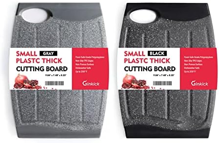 Small Plastic Cutting Board Set with Multiple Juice Grooves, 2 Pack