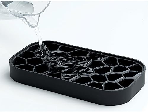 Lékué Ice Box | Black | Ice Cube Tray For Freezer With Lid & Bin | Made With 100 Percent Platinum Silicone | Elegant And Retro Style Ice Cubes | For Cocktails, Ice Tea & Coffee And More |