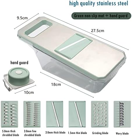 Multipurpose Vegetable Chopper with 6 Adjustable Stainless Steel Onion Blades, Cheese Chopper Grater, Manual Food Slicer with Drain Box and Blade Storage Box